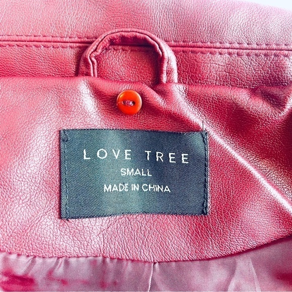 Love Tree Faux Leather Biker Jacket – Red Burgundy – Size Small - Picture 13 of 14